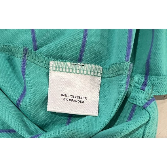 Peter Millar Summer Comfort Polo Shirt Mens Large Green Purple Striped Golf Logo - Picture 8 of 10